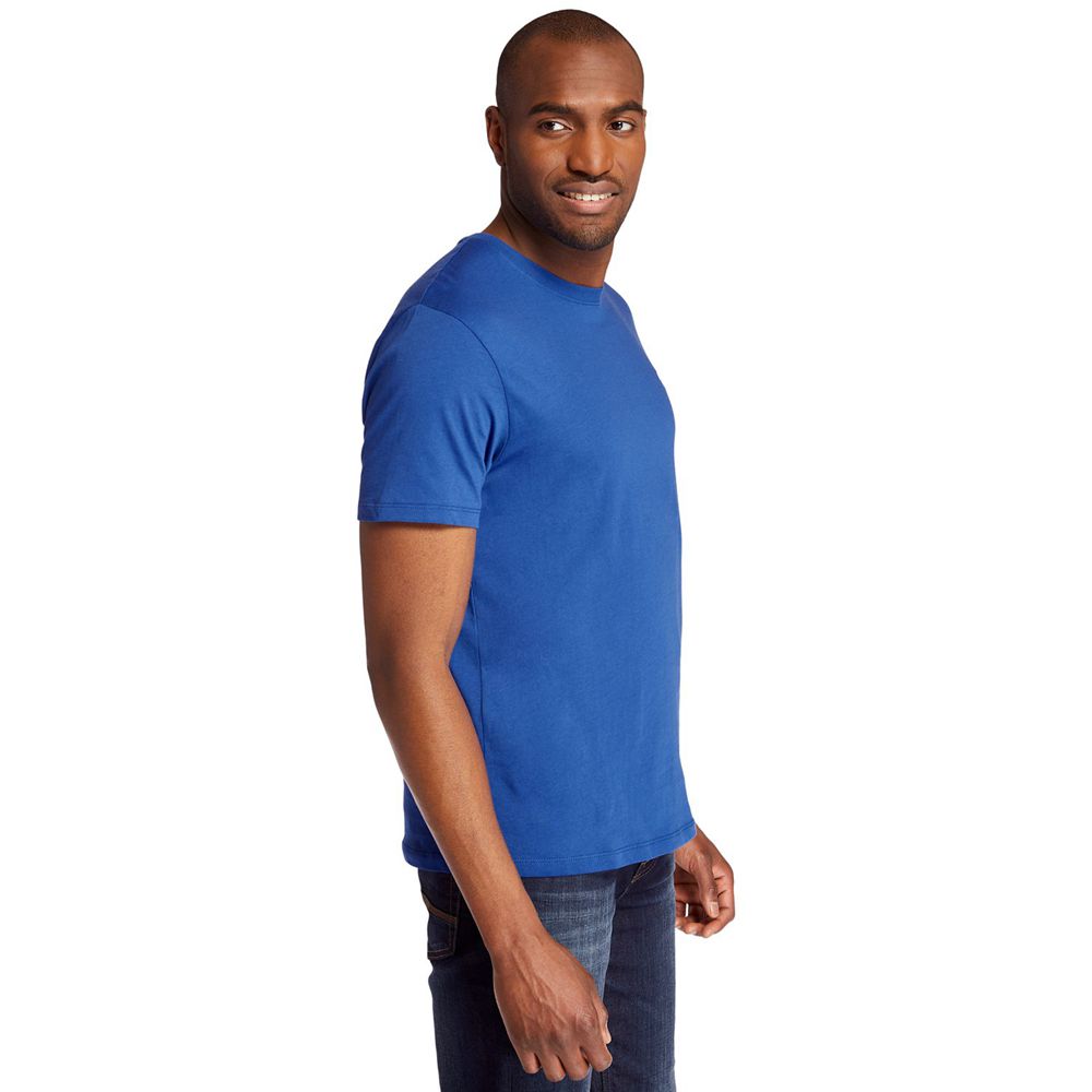 Timberland Mens T-Shirts Embroidered Logo - Blue - India SU2947861